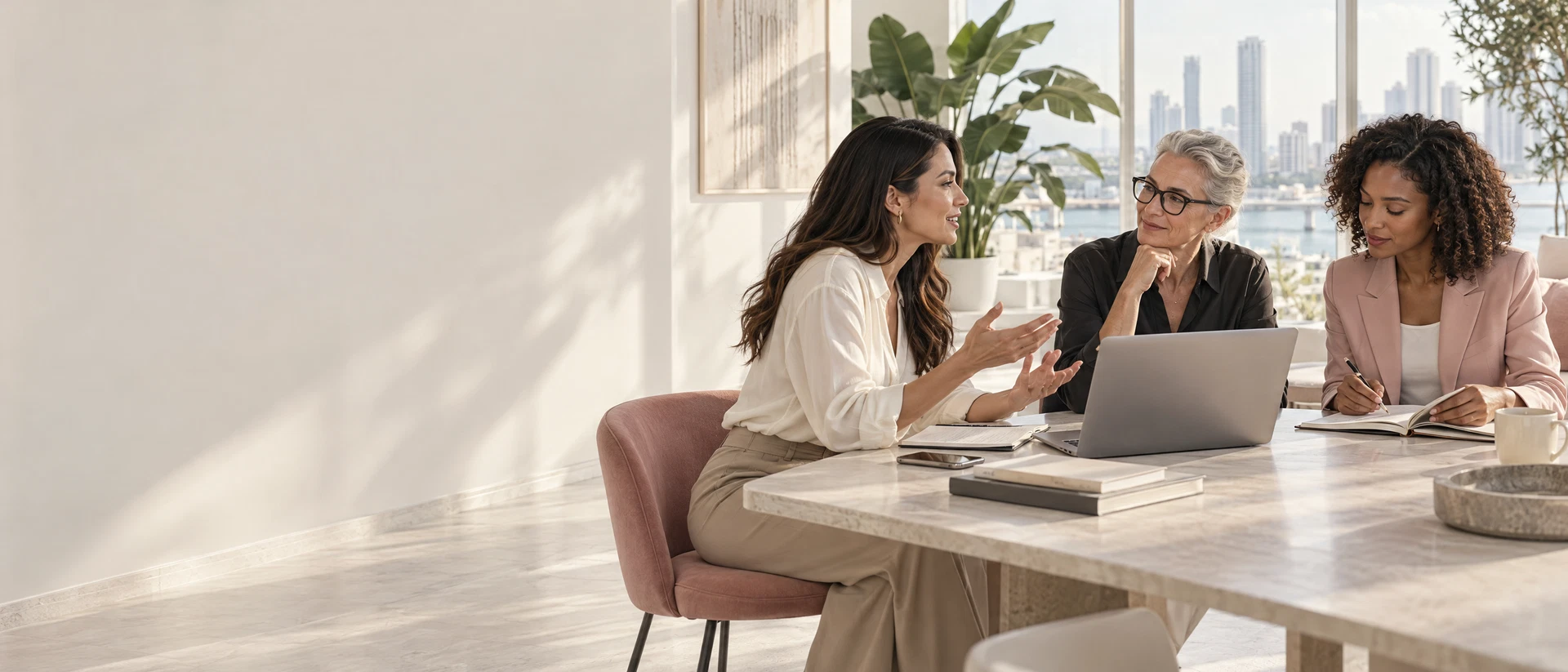 A modern collaborative executive-support workspace